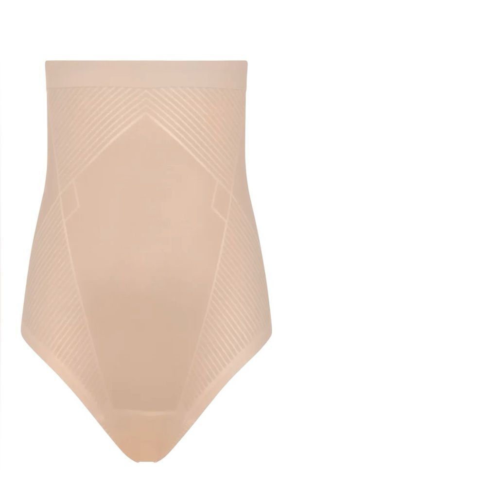Spanx Invisible Shaping High-Waisted Thong, Champagne Beige, Large, NWOT